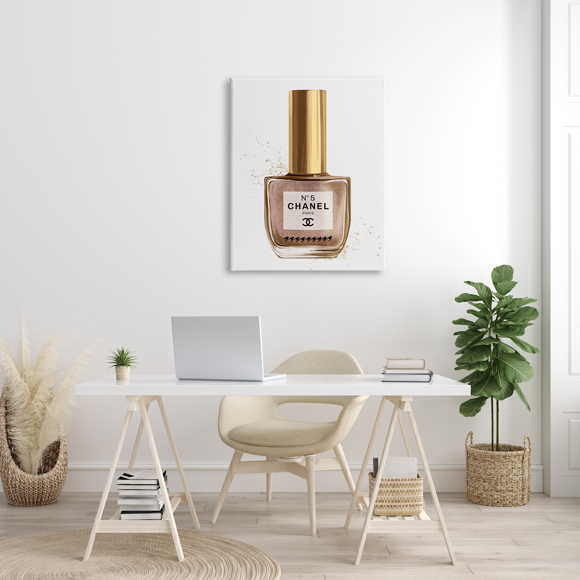 Stupell Industries Makeup Nail Polish Brown Gold Fashion Design Canvas Wall Art by Ziwei Li