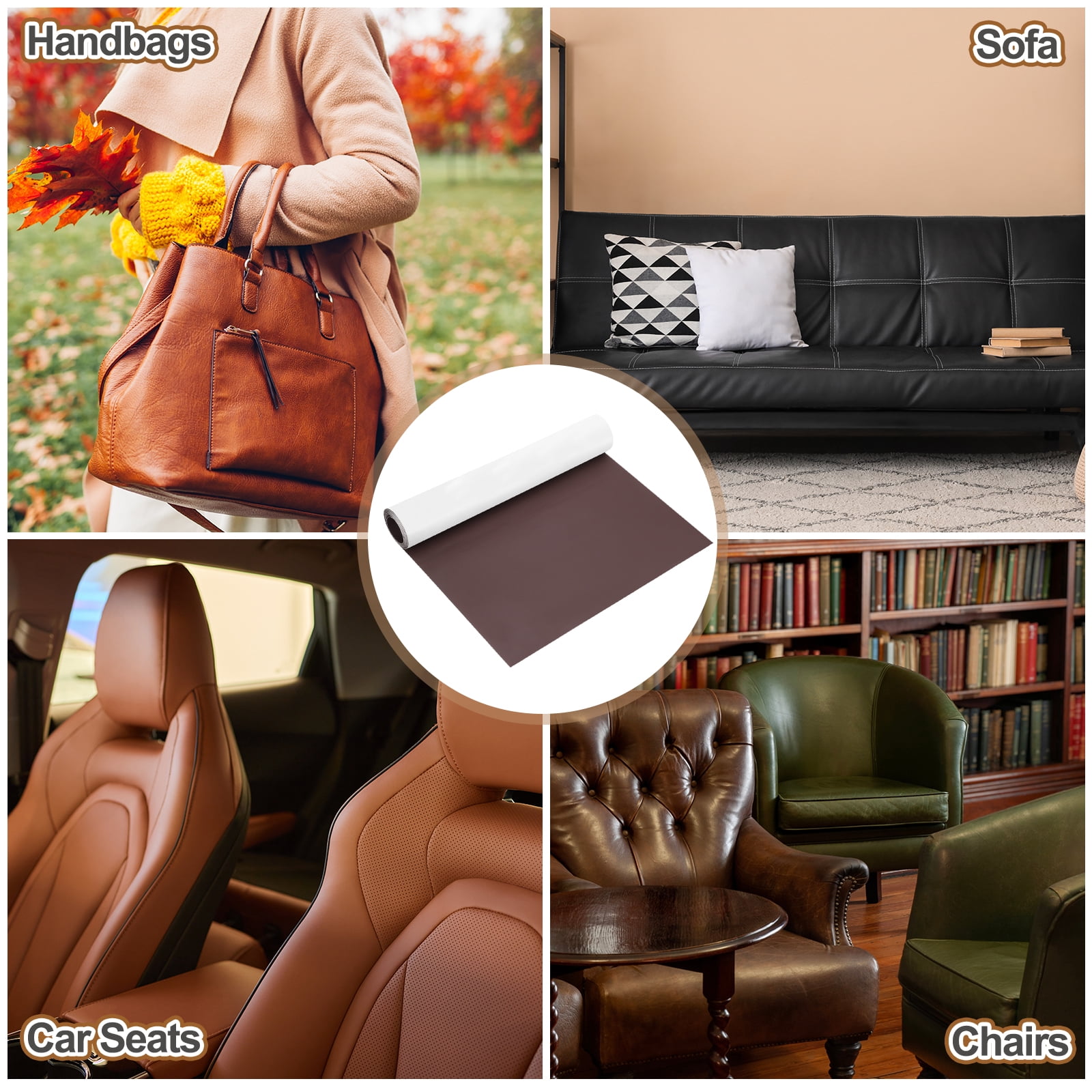 Uxcell Leather Repair Patch 16"x79" Self-Adhesive Leather Vinyl Repair Tape Kit for Furniture Couches Sofa Chair Car Boat Seats Jackets, Dark Brown