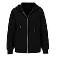 thumbnail image 7 of Fiaer,Womens Waffle Full Zip Hooded Sweatshirts,Women's Drawstring Loose Fit Casual Hoodies,Ladies Plus Size Long Sleeve Lightweight Hooded Tops with Pocket Black M, 7 of 7