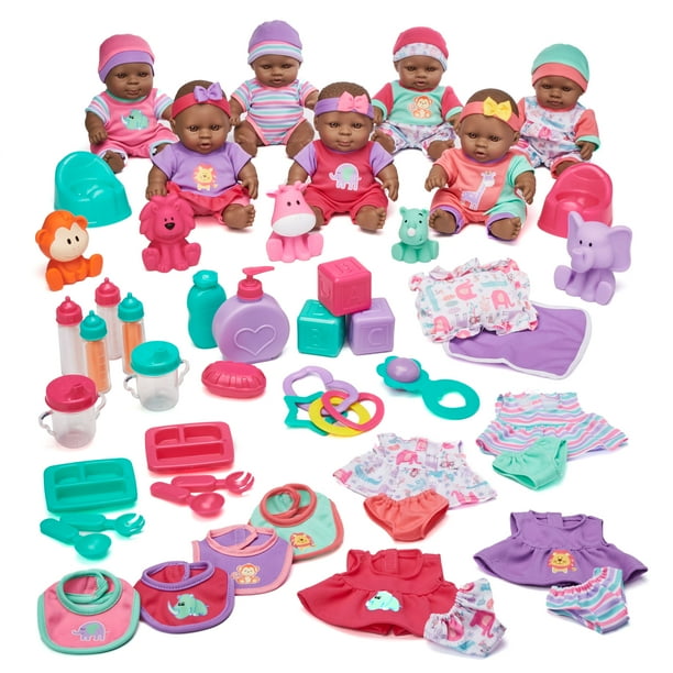 Kid Connection Deluxe 9" Baby Doll Play Set, 48 Pieces, African