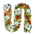 thumbnail image 4 of 6FT Christmas Garland with Lights, Christmas Mantel Garland Decoration with Ball Ornaments, Dry Lotus, 30 LED, for Indoor Outdoor Mantel Window Table Thanksgiving Winter Christmas Decor(3Pack), 4 of 9