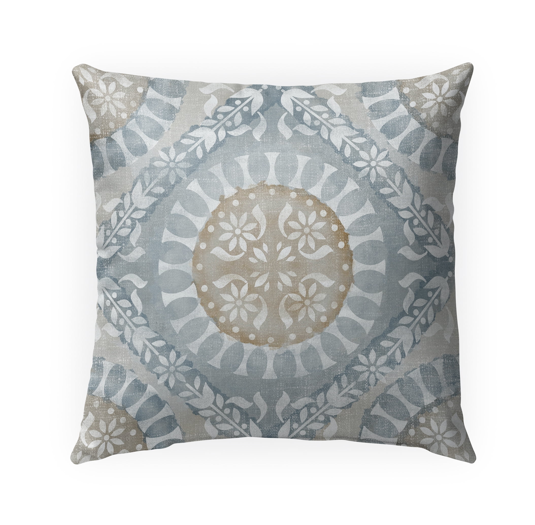 WATERCOLOR MEDALLIONS BLUE IndoorOutdoor Pillow by Kavka Designs