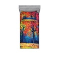 thumbnail image 2 of Ambesonne Nature Fitted Sheet & Pillow Sham Set, Seasonal Art Picture, Full, Vermilion Navy Blue, 2 of 3