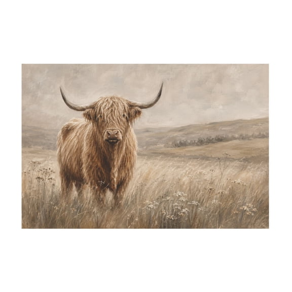 Farmhouse Highland Cow Landscape Canvas Wall Art for Bedroom Living Room Office Decor 16x24in