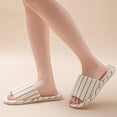 thumbnail image 5 of ZVNAΖH Women's Striped Open Toe Slippers Soft Flat Sole Indoor Outdoor House Shoes, 5 of 8
