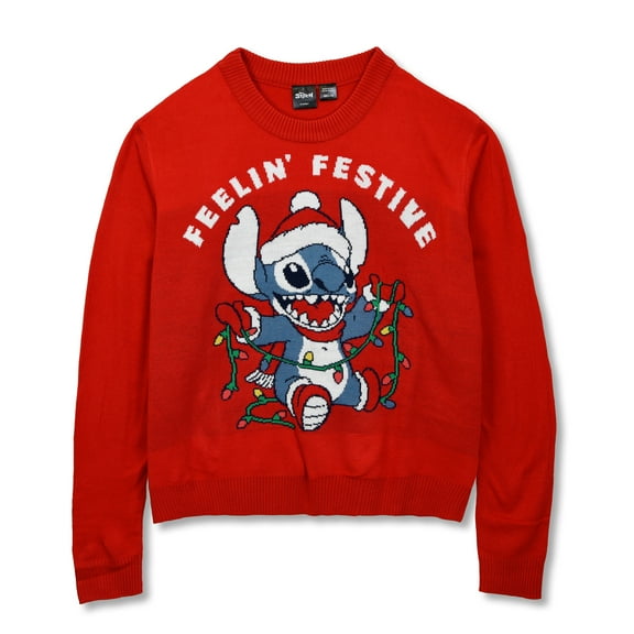 Juniors Lilo & Stitch Feeling The Festive Lights Stitch Sweatshirt