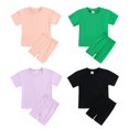 thumbnail image 4 of GYRATEDREAM Toddler Girl Boy Shorts Set, Kids Solid Cotton Short Sleeve Tops and Leggings 2 Pcs Outfits Summer Workout Sport Tracksuits for 3-4T, 4 of 5