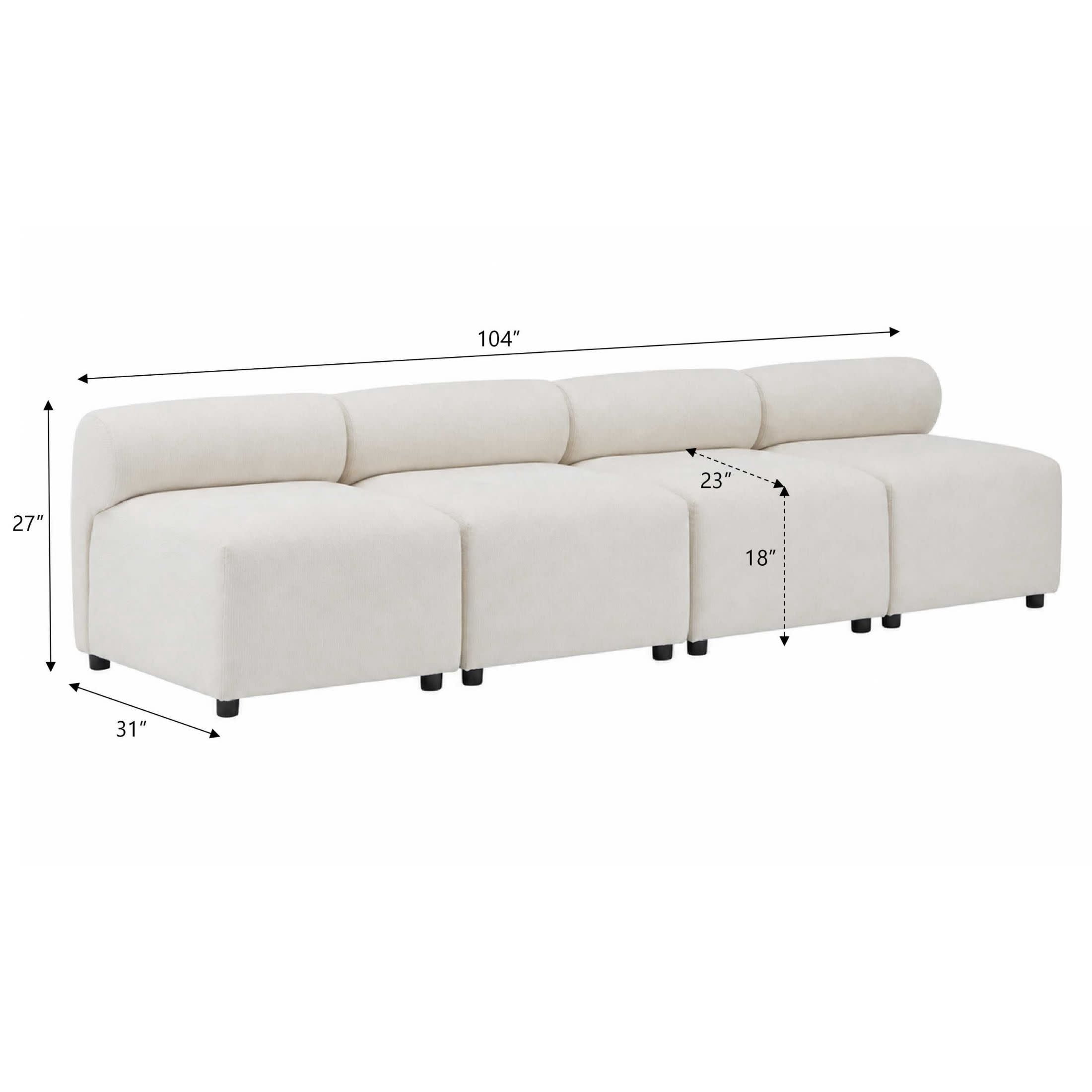 Christopher Knight Home 4-Seat Upholstered Modular Sectional Sofa, Round-Back with Deep Cushions, Beige