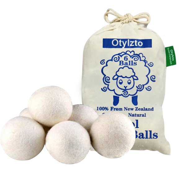 Bolas de lana para secadora Otylzto, paquete de 6, suavizante orgánico