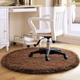 thumbnail image 3 of Junovo Round Fluffy Area Rugs For Kids Girls Princess Castle Plush Shaggy Carpet Cute Circle Nursery Rug For Kids Room Bedroom Living Room,4'x4',Coffee, 3 of 7