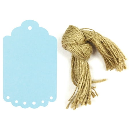 Edge Tags - Wrapables® 10 Gift Tags/Kraft Hang Tags with Free Cut Strings for Gifts, Crafts & Price Tags, Large Scalloped Edge (Blue)