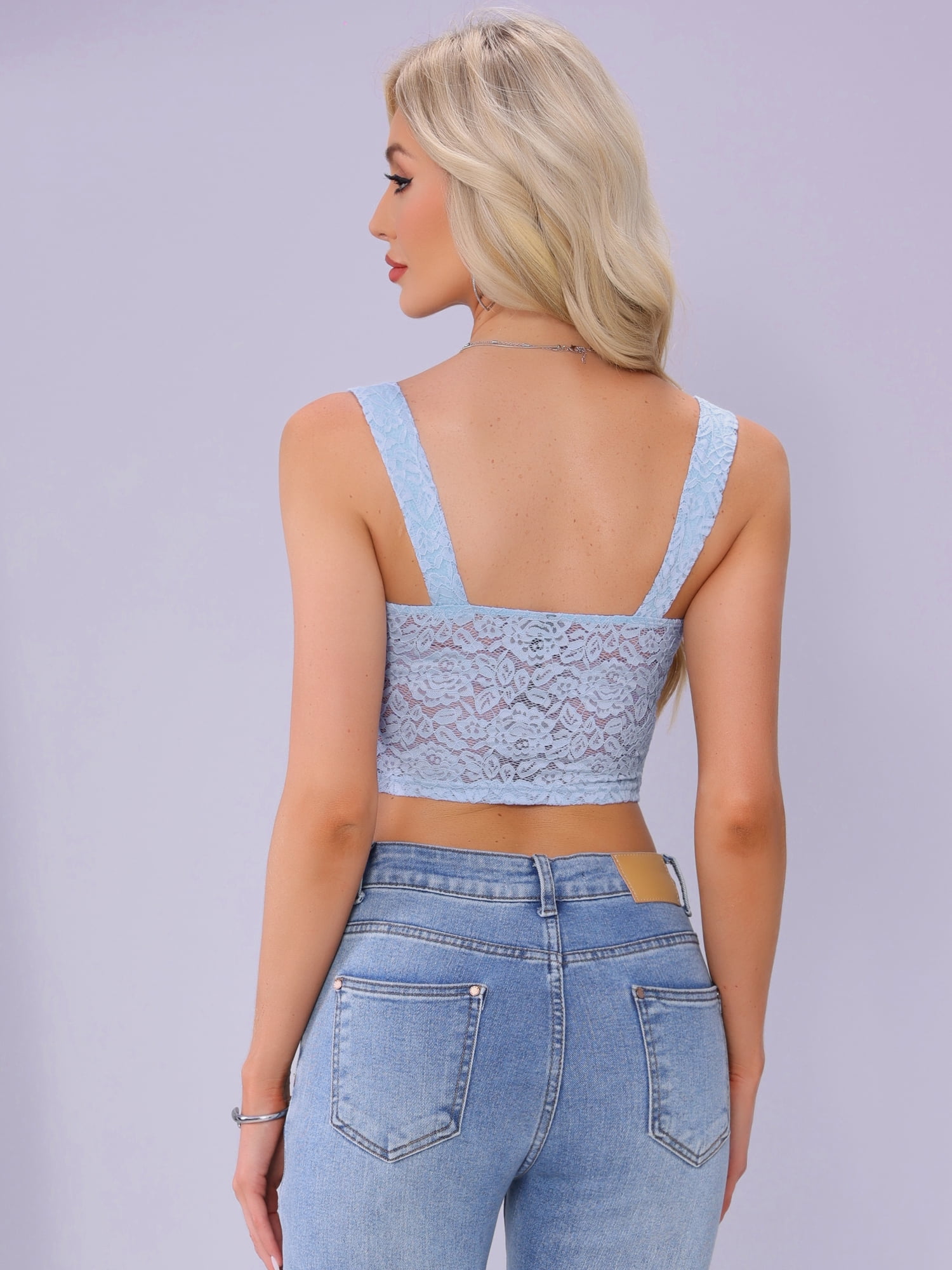 DARING DIVA Women Summer Sleeveless Trendy Y2K Going Out Cropped Tank L Blue