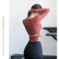 thumbnail image 2 of Recorte ajustado Fitness manga larga ejercicio Top cintura Yoga ropa Fitness correr Casual secado rápido manga larga, 2 of 6