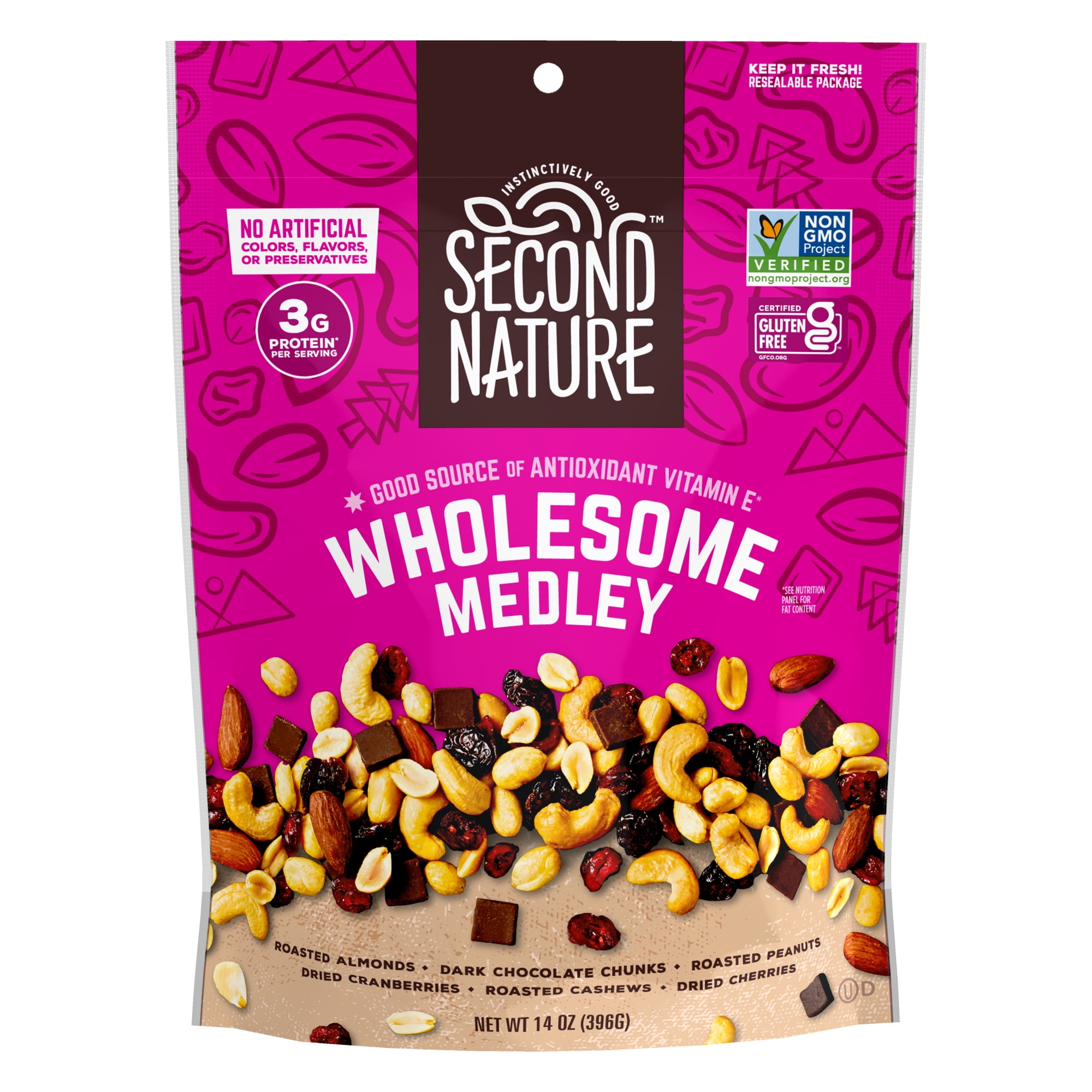 Second Nature Wholesome Medley Snack Mix, 14 oz Bag – Gluten Free, Non-GMO, Low Sodium