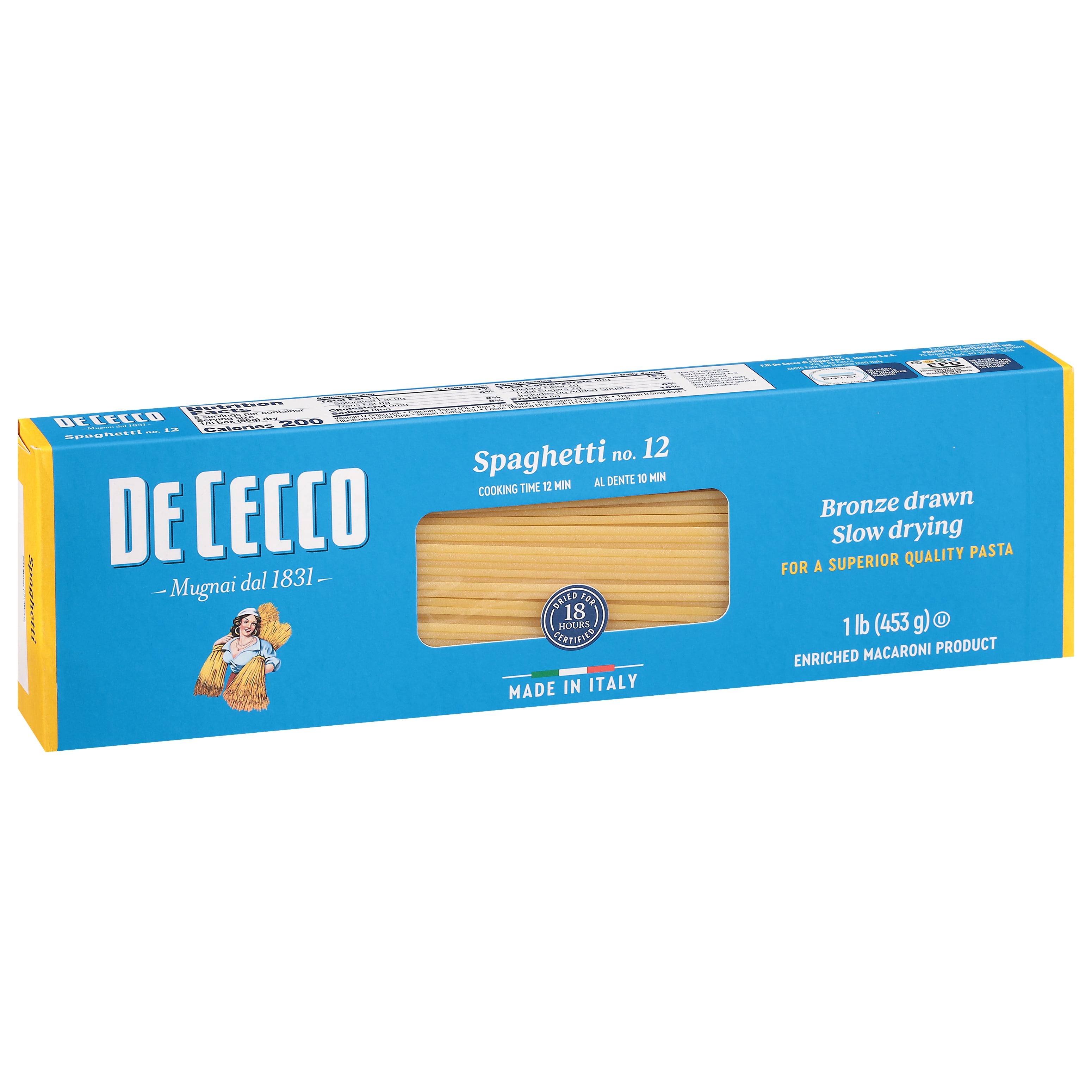 Natural De Cecco Spaghetti no.12 Pasta, 16 oz, Pack of 3, Made in Italy -  Walmart.com, image size:3100x3100