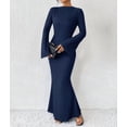 thumbnail image 5 of Women'S Long Sleeve Maxi Dress Ribbed Knit Boat Neck Bodycon Casual Dresses Going Out Outfits Royal Blue S, 5 of 9