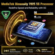 OUKITEL WP60 10000mAh Rugged Phone 7.2” HD Display 8GB 256GB MTK 7025 Smartphone Android 15-Silver/Yellow/Black