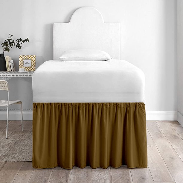 MyGiza Sheets Dorm Bed Skirt Ruffled White, Twin XL with 46" Drop
