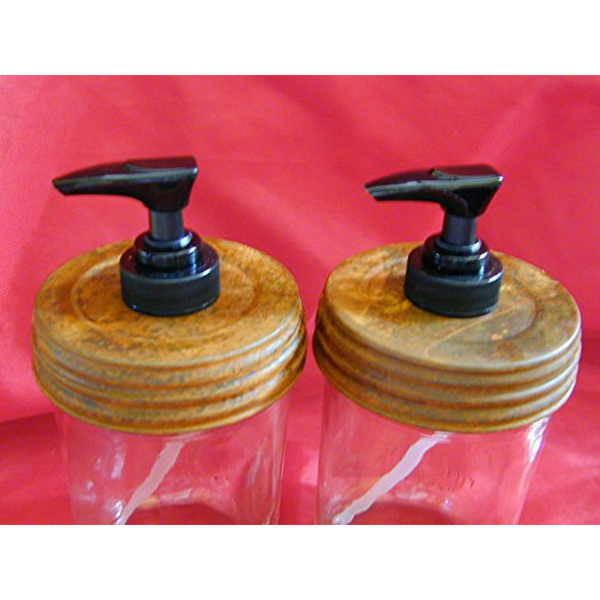 Wide Mouth Rusty Lid Double Black Pump Mason Jar Lotion Soap Dispenser Wide Mouth Rusty Lid Double Black Pump Mason Jar Lotion Soap Dispenser