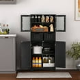 thumbnail image 5 of Costway Bathroom Floor Storage Cabinet Kitchen Cupboard with 2 Drawers & Glass Doors Black, 5 of 10