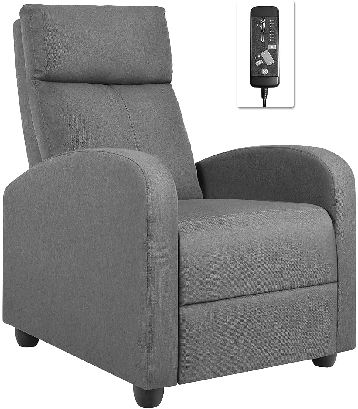 Homall Fabric Massage Chair Adjustable Reclining Chairs Home Theater Sofa Modern Recliners, Gray