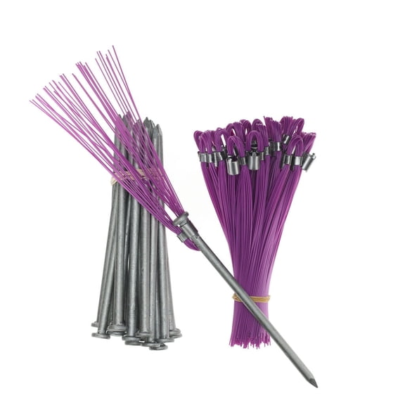 Trail Chasers 6" Survey Flags with Steel Stakes Purple 25 Pack Landscaping Construction