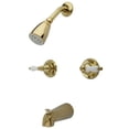 thumbnail image 1 of Kingston Brass KB242PL Two Handle Tub & Shower Faucet with Decor Lever Handle, Polished Brass, 1 of 2