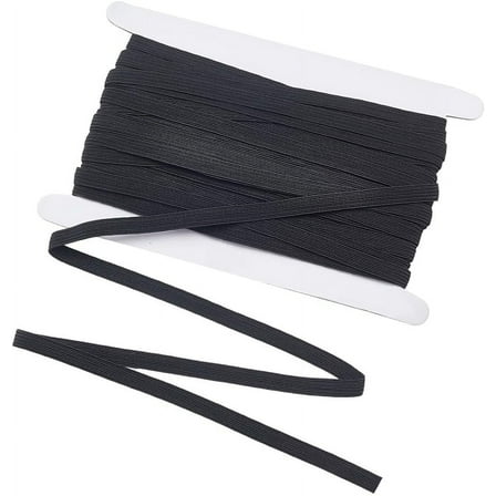 20Yards Flat Polyester Elastic Cord All-Match Black Elastic Cord Stretch Strap Fits Assorted Clothes Elastic Band