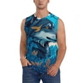 thumbnail image 3 of Uemuo Blue Iceberg Leaf Wolf Pattern Men's Sleeveless T-Shirt,Muscle Athletic Tank Top, Moisture-wicking Quick-dry Breathable Classic Tee Top for Gym Run Outdoor Sports-3X-Large, 3 of 8