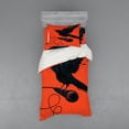 thumbnail image 2 of Ambesonne Indie Bedding Set 4 Pcs, Raven with Microphone, Queen, Orange Black Blue, 2 of 3