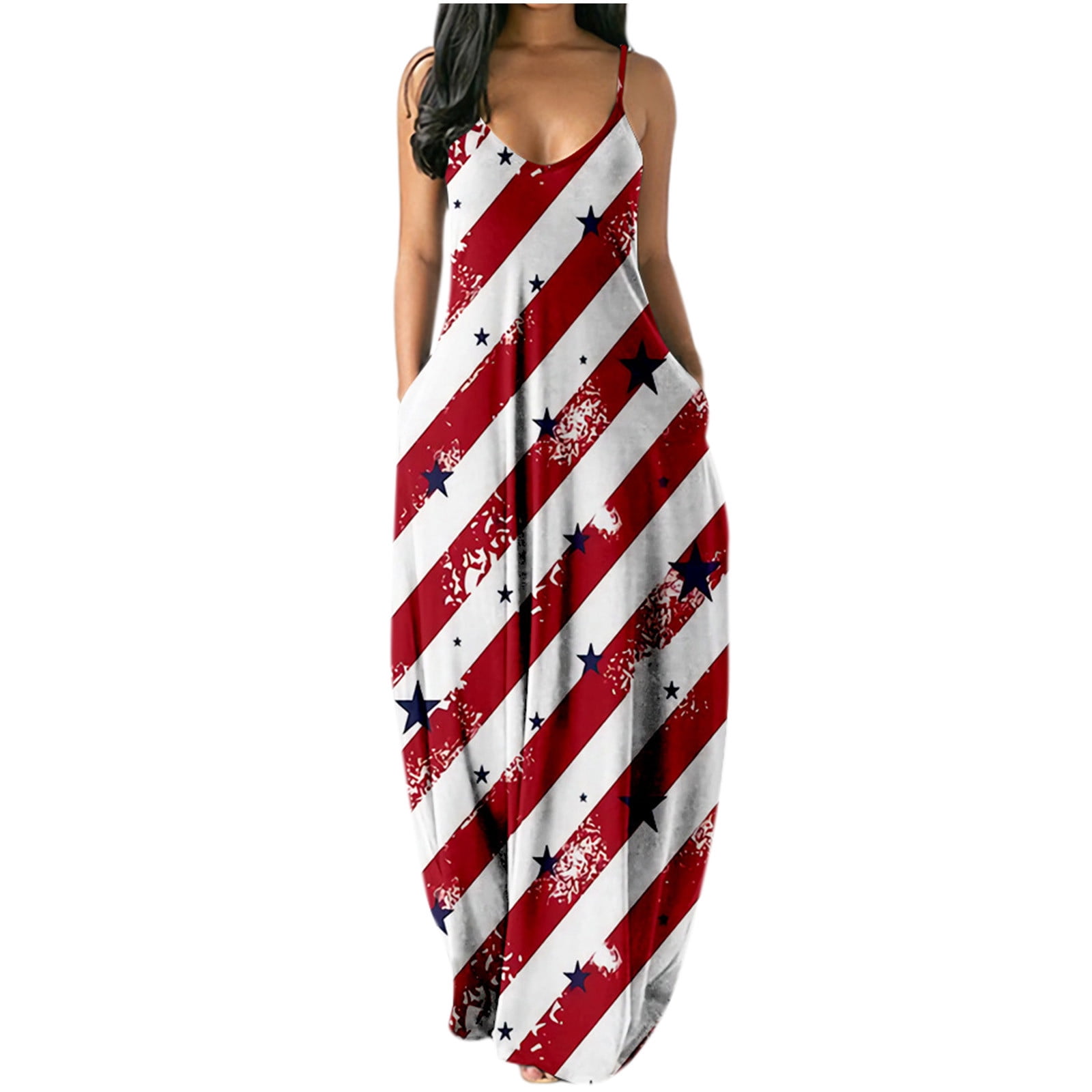 Mchoice 4th of July summer dress for women print sexy dresses plus size ...
