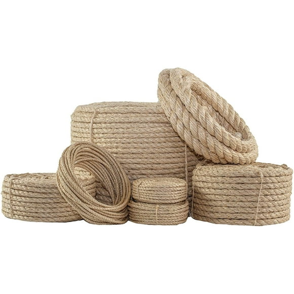 SGT KNOTS Twisted Sisal Rope Muti Purpose Durable - Twine Natural Rope and Thick for Crafts, DIY, Gardening, Decor, Indoor, Outdoor Use - in Multiple Lengths