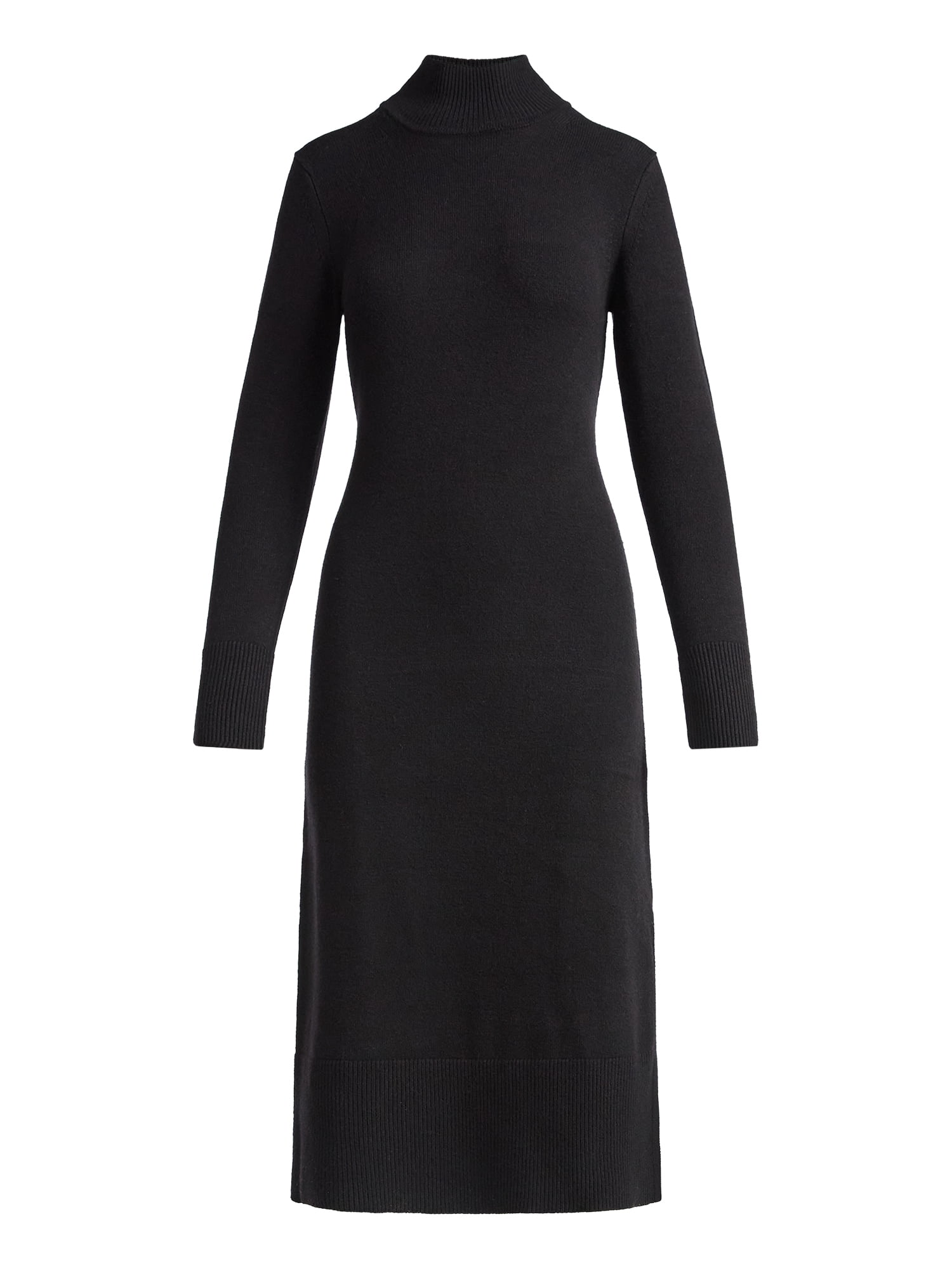Free Assembly Women's Turtleneck Sweater Midi Dress with Long Sleeves, Sizes XS-XXL