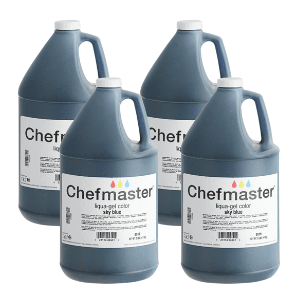 Chefmaster Sky Blue Liqua-Gel Food Color Bulk Food Service - 3.78L/1 Gallon