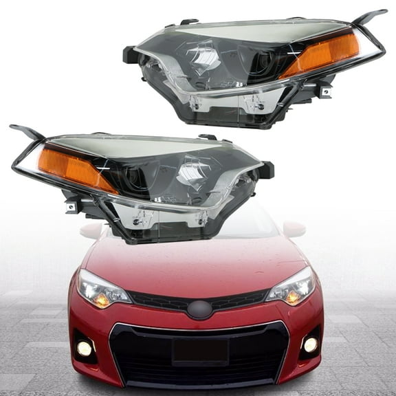 ALL-CARB Halogen Headlight Left and Right Side Assembly Replacement for 2014 2015 2016 Toyota Corolla Headlight Pair Driver and Passenger Headlamps
