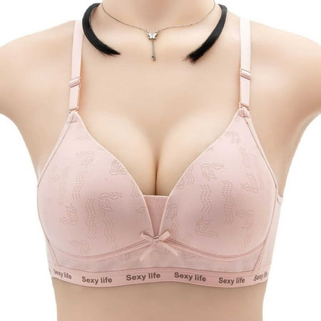 

hoksml 2023 Summer Savings! Solid Color Adjustable Comfortable Bra Hollow Out Perspective Bra Underwear No Rims