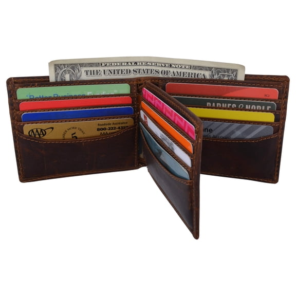 Hunter Brown RFID Bifold Trifold Hybrid Men's Distress Vintage Leather Wallet