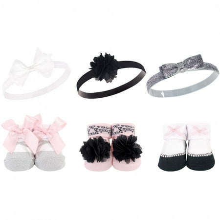 

Hudson Baby Infant Girl Headband and Socks Giftset 6pc Silver Ballet One Size