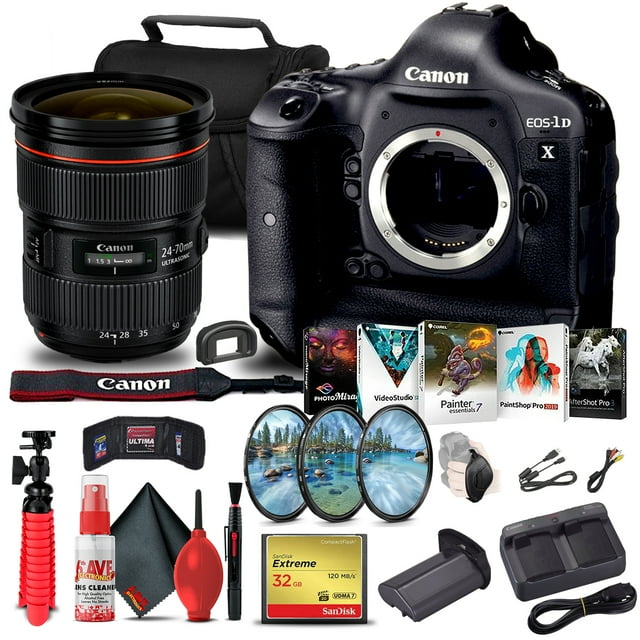 Canon EOS-1D X DSLR Camera (Body Only) + Canon Lens Video Bundle