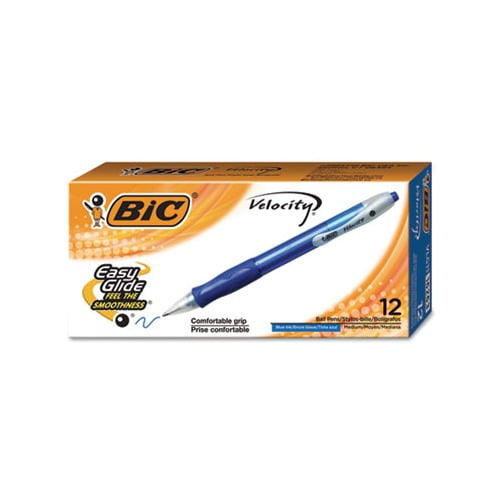 Velocity Retractable Ballpoint Pen 1mm, Blue Ink, Trans Blue Barrel, Dozen