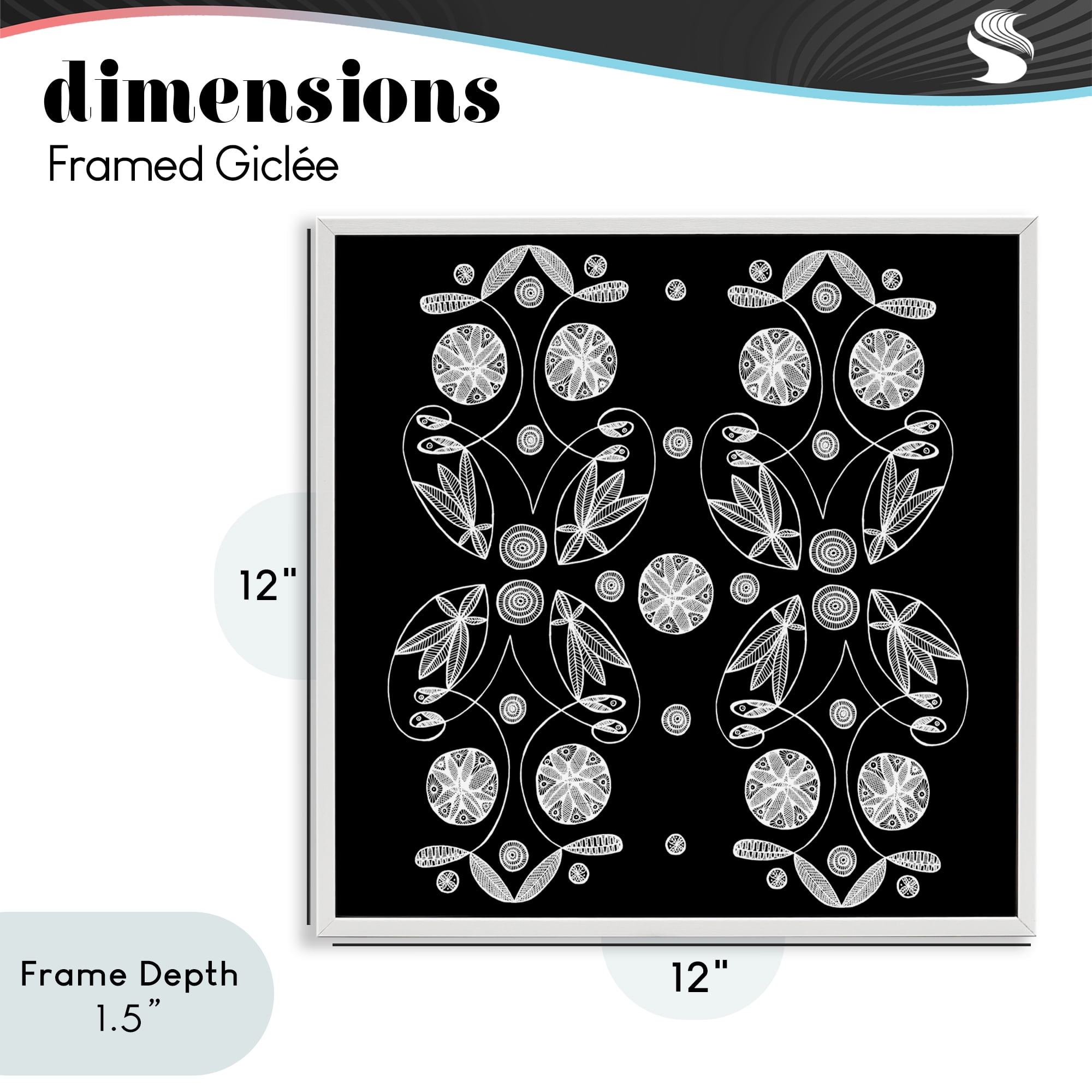 Stupell Industries Symmetrical Flower-Like Patterns White Framed Giclee Art, design by El Perkin