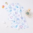 thumbnail image 5 of Afuyipoi Girls Outfit Sets Short Sleeve Button-up Shirt and Shorts Set Printed Sleepwear Loungewear for Kids,White 5-6T, 5 of 9