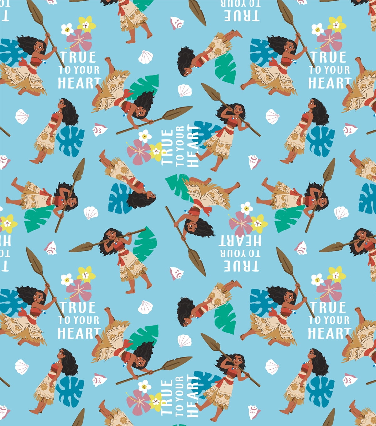 (2 pack) Disney Moana True to Your Heart 1 Yard Precut Fabric