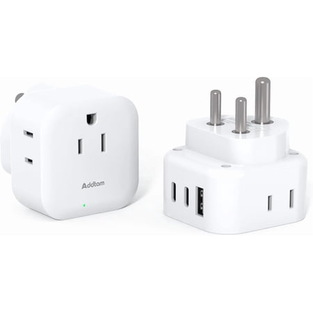 2 k US to India Plug Adapter, Type D Travel Adapter with 3 Outlets 3 USB Charger (2 USB C Ports), India Power Adapter Converter for USA to India, Bangladesh, Maldives, Pakistan, Nepal, Sudan
