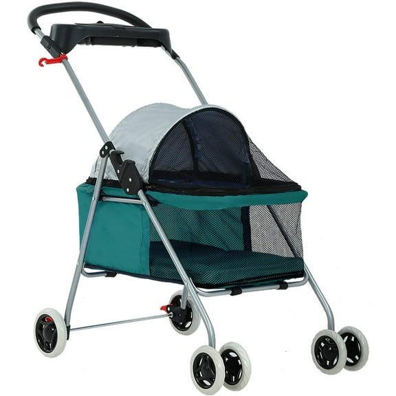 BestPet Pet Stroller with Cup Holder, 4 Wheels, Posh Folding, Waterproof, Portable