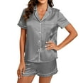 thumbnail image 4 of ZSQDM Women's Sleepwear Satin Silk Loungewear Sets Sleepwear Womens Set Button Down Pajamas Two Piece Women Suits Sets Grey XL, 4 of 7