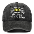 thumbnail image 2 of GDREDA Summer Hats for Woman Vintage Washed Embroidered Baseball Cap For 60th 65th 70th And 75th Birthdays Sun Hat For Outdoor Activities Beige,One Size, 2 of 3