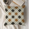 thumbnail image 5 of Black And Gold Argyle Harlequin Linen Throw Pillow Covers 24"x24" Decorative Cushion Cases with Hidden Zipper for Sofa, Couch, Bed, Living Room–No Insert Made in USA, 5 of 7