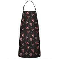 Black Christmas Car and Santa Pattern Apron-Garden Aprons for Women with Pockets-Cotton Linen Waterproof Kitchen Cooking Gardening Aprons Adjustable for Kitchen,Cooking,BBQ and Salon 33"x27"