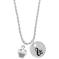 thumbnail image 1 of Delight Jewelry Silvertone Small White Cupcake with Crystal Sprinkles Silvertone Script Initial Disc - & - Charm Necklace, 20"+3", 1 of 4